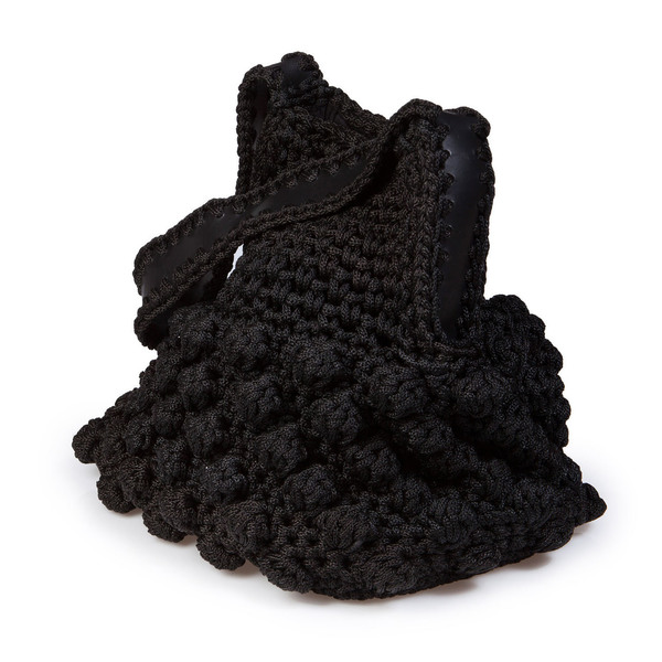 Πλεκτή τσάντα ώμου με δερμάτινες λεπτομέρειες - crochet, must αξεσουάρ, πλεκτές τσάντες - 4