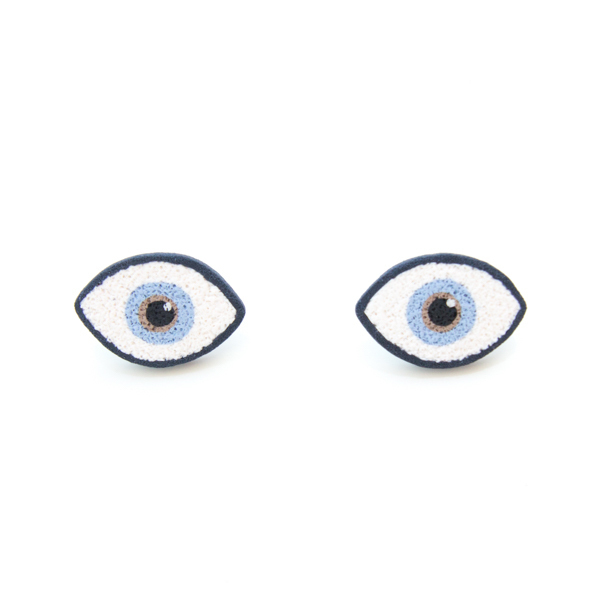 "The Eye" 04 - ασήμι, handmade, καλοκαιρινό, μοναδικό, μοντέρνο, πηλός, σκουλαρίκια, χειροποίητα, μάτι, καρφωτά