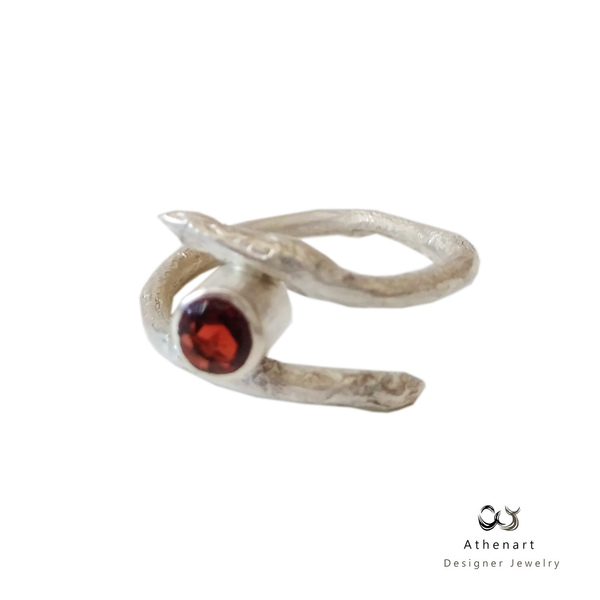 Aσημένιο δαχτυλίδι με γρανάτη/red garnet silver ring - ασήμι, ασήμι, μοναδικό, πέτρα, ασήμι 925, δώρο, minimal, unique