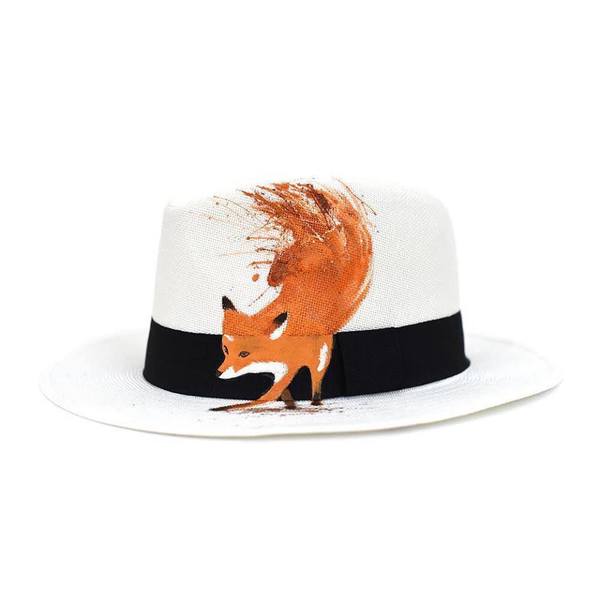 FOX PANAMA HAT - ζωγραφισμένα στο χέρι, καλοκαίρι, ψάθα, summer, παραλία, απαραίτητα καλοκαιρινά αξεσουάρ, must αξεσουάρ, casual, all season, ψάθινα