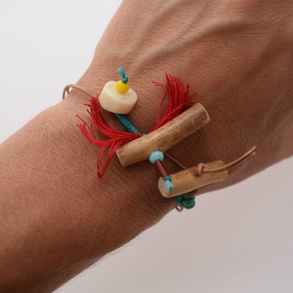 sea memory bracelet - κοράλλι, κερωμένα κορδόνια, τιρκουάζ, μοναδικό, γυναικεία, πρωτότυπο, κορδόνια, χάντρες - 3