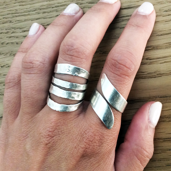 Δαχτυλίδι "Διπλό" - statement, βραδυνά, καλοκαιρινό, μοντέρνο, γυναικεία, επιχρυσωμένα, ορείχαλκος, δαχτυλίδι, minimal, ασημένια, unisex, boho, rock, αυξομειούμενα, φθηνά - 2