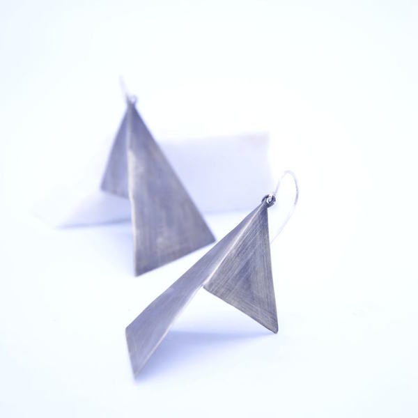''origami1'' earrings - ιδιαίτερο, μοναδικό, μοντέρνο, ασήμι 925, αλπακάς, γεωμετρικά σχέδια, χειροποίητα
