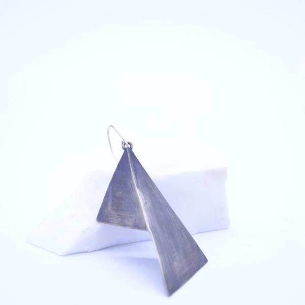 ''origami1'' earrings - ιδιαίτερο, μοναδικό, μοντέρνο, ασήμι 925, αλπακάς, γεωμετρικά σχέδια, χειροποίητα - 3