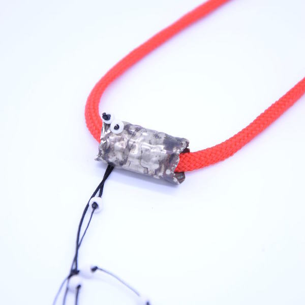 ''Red cords'' necklace - ιδιαίτερο, μοναδικό, ασήμι 925, κεραμικό, κολιέ, κορδόνια - 3