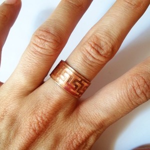 Χάλκινο δαχτυλίδι Μαίανδρος. - μοναδικό, μοντέρνο, ορείχαλκος, ανδρικά, χαλκός, γεωμετρικά σχέδια, χειροποίητα, γυναίκα, unisex, μεγάλα, αυξομειούμενα, φθηνά - 5