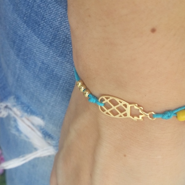 Pineapple bracelet No 2 - charms, επιχρυσωμένα, summer - 4