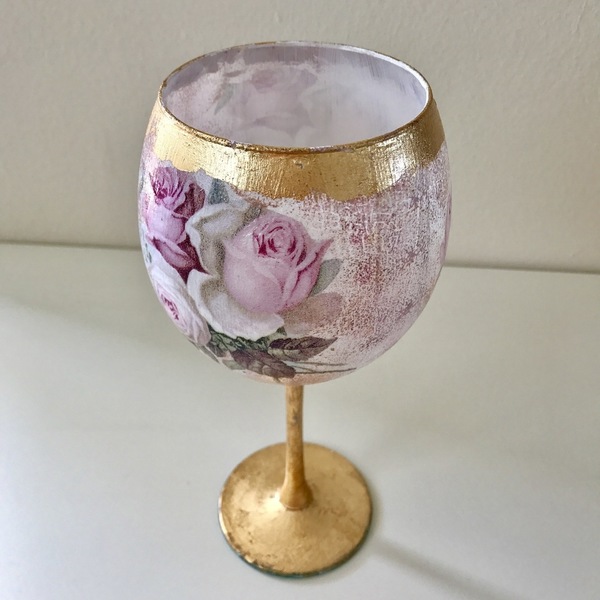 Κηροπήγιο ποτήρι με φύλλο χρυσού - 3