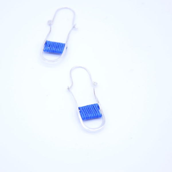 ''Blue Lyre'' earrings - ιδιαίτερο, μοντέρνο, ασήμι 925, κορδόνια, σκουλαρίκια, χειροποίητα, minimal