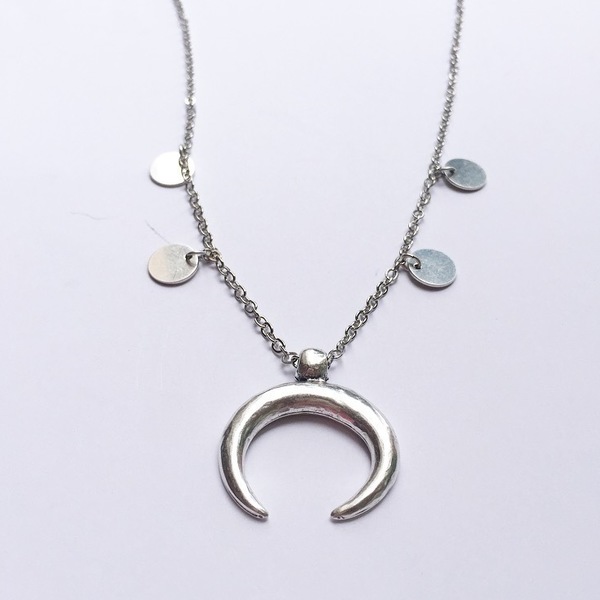 necklace horn - αλυσίδες, handmade, δώρο, κολιέ, χειροποίητα, set, ασημένια, boho