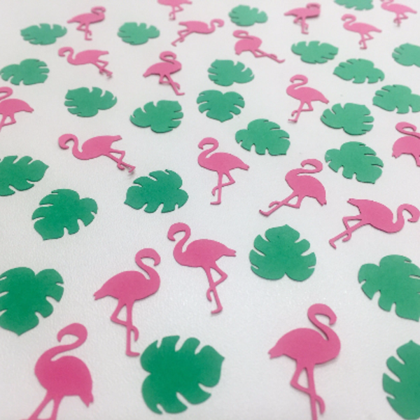 Confetti Φλαμίνγκο και τροπικά φύλλα - flamingos - 4