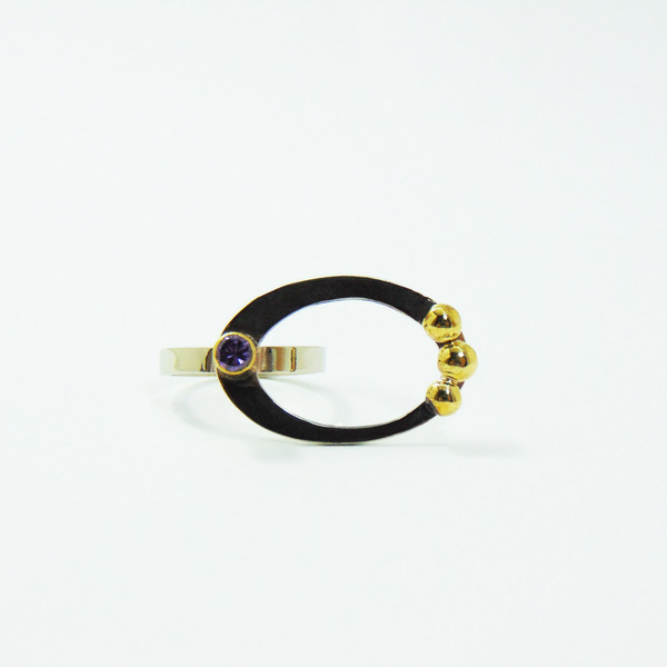 "Purple stone" - Οβάλ δαχτυλίδι με αμέθυστο - statement, ημιπολύτιμες πέτρες, handmade, fashion, ιδιαίτερο, μοναδικό, μοντέρνο, αμέθυστος, ορείχαλκος, αλπακάς, δαχτυλίδι, γεωμετρικά σχέδια, χειροποίητα, αυξομειούμενα