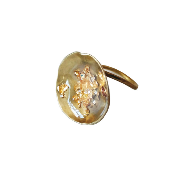 Χειροποίητο δαχτυλίδι απο μπρούτζο /handmade statement ring - γυαλί, ορείχαλκος, ορείχαλκος, δώρο, μπρούντζος