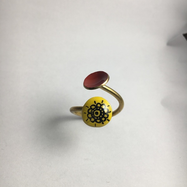 Δαχτυλιδι "Mandala" - καλοκαιρινό, γυαλί, μοναδικό, ορείχαλκος, σμάλτος, δαχτυλίδι, χειροποίητα, boho - 2