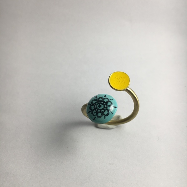 Δαχτυλιδι "Mandala" - καλοκαιρινό, γυαλί, μοναδικό, ορείχαλκος, σμάλτος, δαχτυλίδι, χειροποίητα, boho