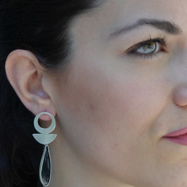 ''Art deco'' earrings - ασήμι 925, χειροποίητα, minimal - 3