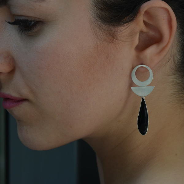''Art deco'' earrings - ασήμι 925, χειροποίητα, minimal - 4