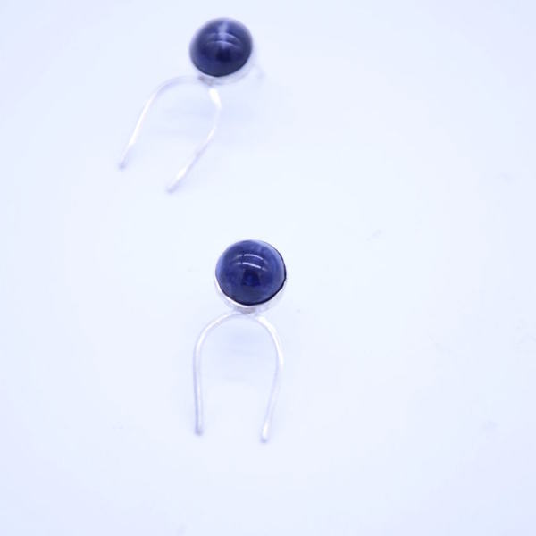 ''Navy Blue'' earrings - ημιπολύτιμες πέτρες, ημιπολύτιμες πέτρες, ασήμι 925, χειροποίητα, minimal, κρεμαστά - 2