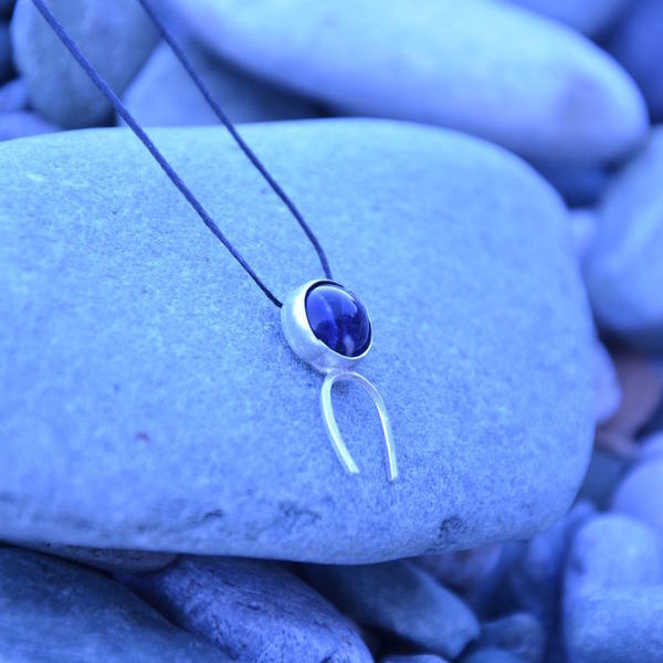 ''Navy Blue'' necklace - ημιπολύτιμες πέτρες, ημιπολύτιμες πέτρες, ασήμι 925, κολιέ, χειροποίητα, minimal - 5