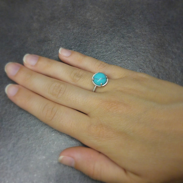 Ασημένιο Δαχτυλίδι με Τυρκουάζ Χαολίτη - ημιπολύτιμες πέτρες, καλοκαιρινό, ασήμι 925, ασήμι 925, δαχτυλίδι, χειροποίητα, minimal, αυξομειούμενα - 2