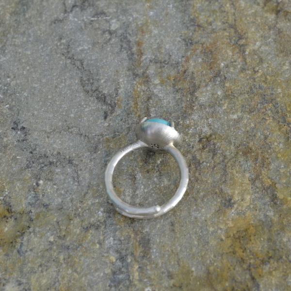 Ασημένιο Δαχτυλίδι με Τυρκουάζ Χαολίτη - ημιπολύτιμες πέτρες, καλοκαιρινό, ασήμι 925, ασήμι 925, δαχτυλίδι, χειροποίητα, minimal, αυξομειούμενα - 3