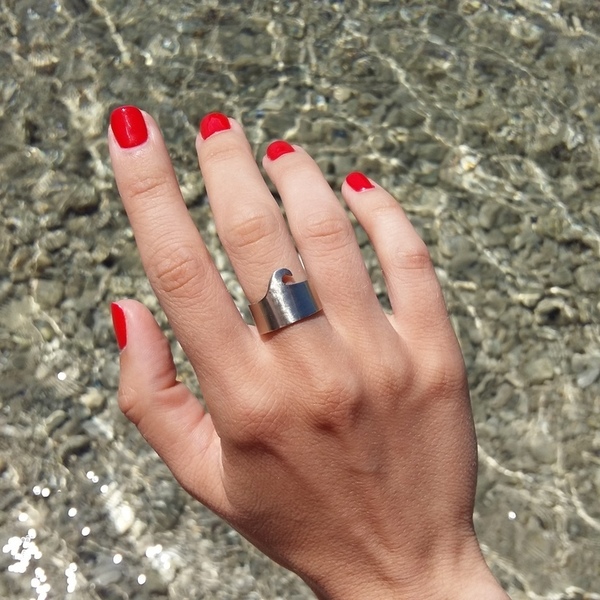 _wave ring - χειροποίητο δαχτυλίδι από αλπακά - statement, καλοκαιρινό, μοντέρνο, καλοκαίρι, αλπακάς, δαχτυλίδι, δαχτυλίδια, χειροποίητα, summer, minimal, boho, μεγάλα, φθηνά - 2