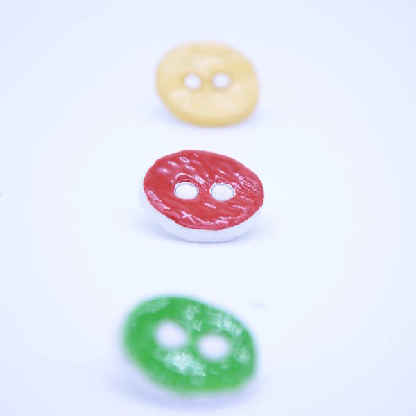 ''Red button'' earrings - μοντέρνο, ασήμι 925, ασήμι 925, σμάλτος, πηλός, σκουλαρίκια - 2