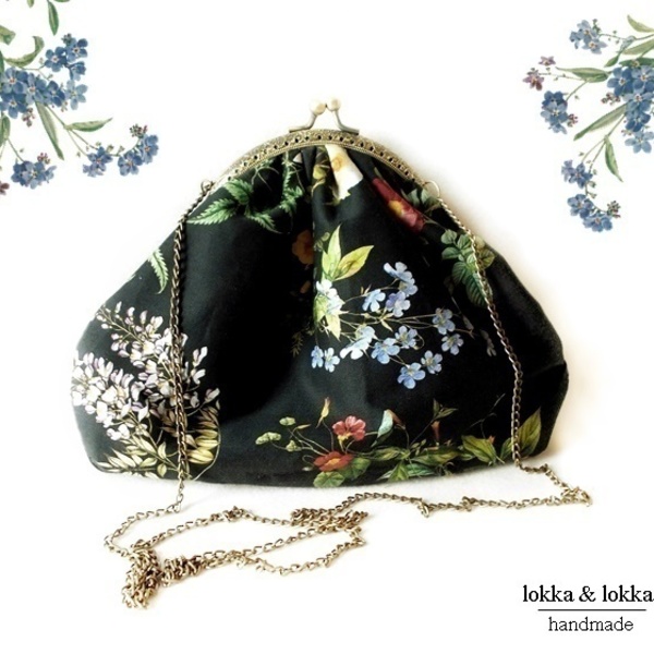 Clutch τσάντα -Το σκότος των λουλουδιών- - ύφασμα, βαμβάκι, αλυσίδες, αλυσίδες, vintage, γυναικεία, clutch, τσάντα, φλοράλ, romantic, woman, λουλουδάτο - 2