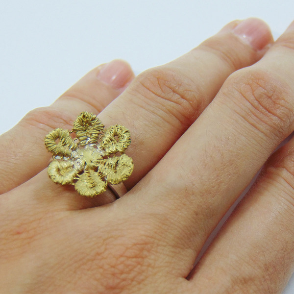 "Flower lace ring" - Δαχτυλίδι από δαντέλα - handmade, fashion, vintage, μοναδικό, επιχρυσωμένα, ορείχαλκος, ασήμι 925, δαχτυλίδι, χειροποίητα, elegant, romantic, βεράκια, unique - 5
