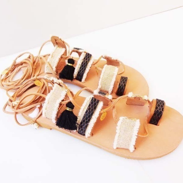 Leather boho sandals - δέρμα, γυναικεία, με φούντες, σανδάλια, χειροποίητα, boho - 2