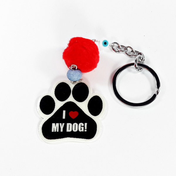Μπρελόκ ''plexi'' I love my Dog! | 1 - γυαλί, μοναδικό, πλαστικό, μπρελόκ, αγάπη, πρωτότυπο, χειροποίητα, εντυπωσιακό, σκυλάκι, personalised, unique - 2
