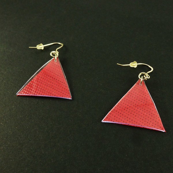 Μίνιμαλ κόκκινα σκουλαρίκια - μοντέρνο, γυναικεία, ασήμι 925, πλαστικό, σκουλαρίκια, γεωμετρικά σχέδια, minimal, κρεμαστά, δώρα για γυναίκες - 2