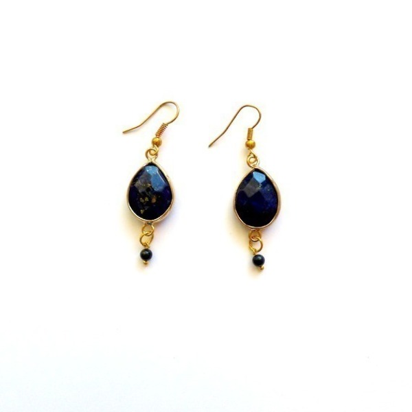 σκουλαρίκια lapis lazuli ημιπολ. πέτρες - ημιπολύτιμες πέτρες, chic, handmade, επιχρυσωμένα, σκουλαρίκια, χειροποίητα, elegant, κρεμαστά