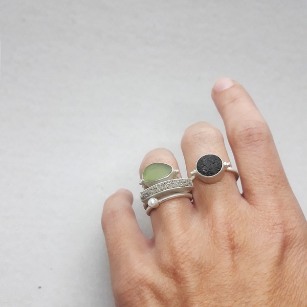 ○ Anafi | δαχτυλίδι από ασήμι 925 και άμμο | ελληνικά νησιά - statement, ασήμι, μοναδικό, μοντέρνο, καλοκαίρι, ασήμι 925, ασήμι 925, δαχτυλίδι, χειροποίητα, rock - 4