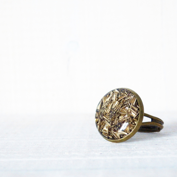 *Bronze Drop* | Δαχτυλίδι σε Μπρονζέ Απόχρωση με Υγρό Γυαλί - γυαλί, γυαλί, μέταλλο, δαχτυλίδι, μπρούντζος - 2
