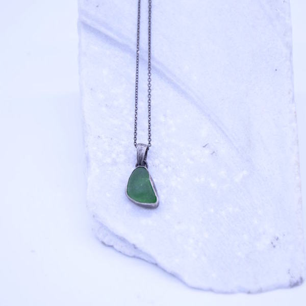 ''Green'' sea-stone necklace - ασήμι, αλυσίδες, ασήμι 925