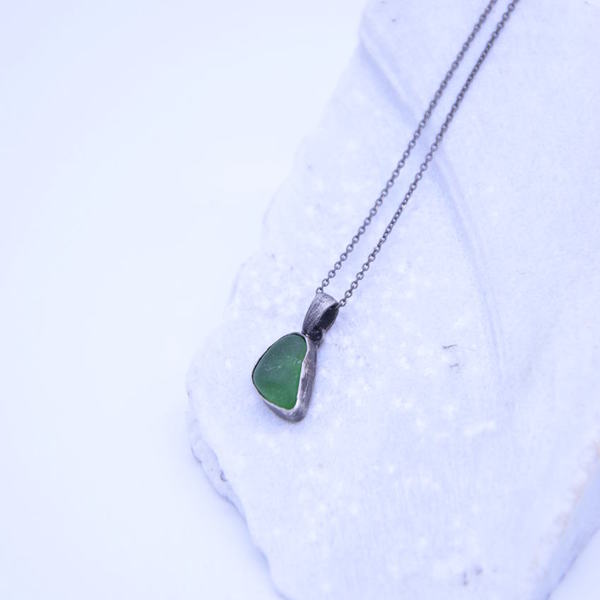 ''Green'' sea-stone necklace - ασήμι, αλυσίδες, ασήμι 925 - 2