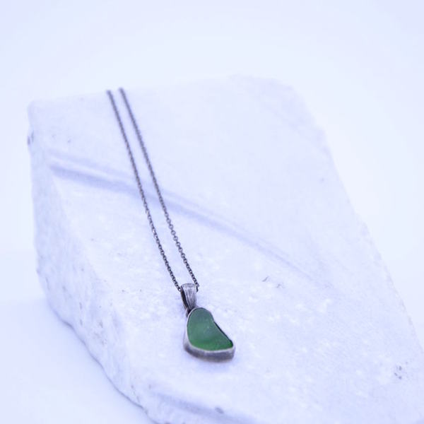 ''Green'' sea-stone necklace - ασήμι, αλυσίδες, ασήμι 925 - 3