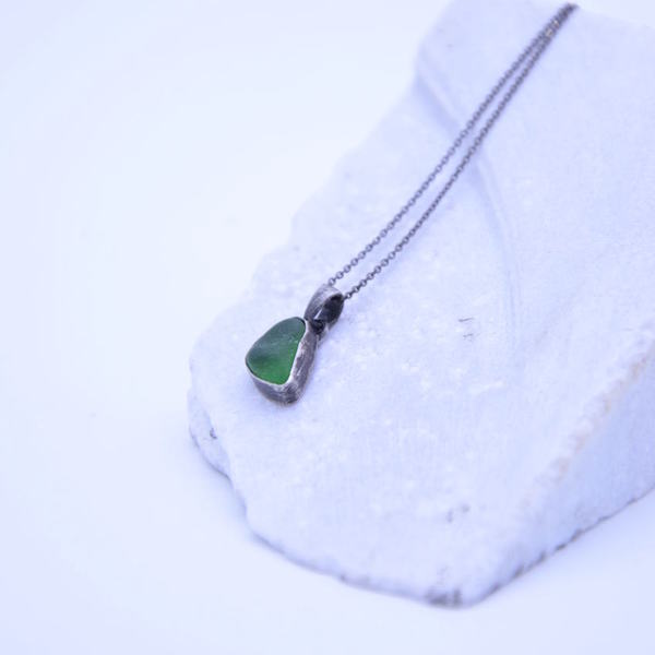 ''Green'' sea-stone necklace - ασήμι, αλυσίδες, ασήμι 925 - 4