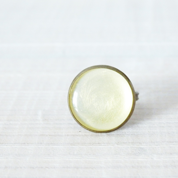 *Cream Drop* | Μπρονζέ Δαχτυλίδι σε Κρεμ ιριδίζουσα απόχρωση με Υγρό Γυαλί - γυαλί, γυαλί, μέταλλο, δαχτυλίδι - 2