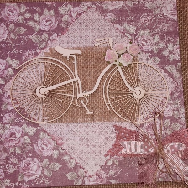 Κάρτα Ευχών "Βόλτα με το ποδήλατο" - ύφασμα, vintage, χαρτί, δώρα γενεθλίων, κάρτα ευχών - 5