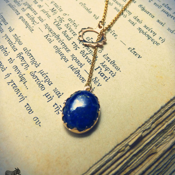 " Lariat Lapis necklace " - Χειροποίητο επίχρυσο μενταγιόν lariat με lapis lazuli ! - ημιπολύτιμες πέτρες, ημιπολύτιμες πέτρες, αλυσίδες, βραδυνά, fashion, vintage, κλασσικό, design, ιδιαίτερο, μοναδικό, μοντέρνο, γυναικεία, επιχρυσωμένα, επιχρυσωμένα, sexy, donkey, χειροποίητα, must αξεσουάρ, κλασσικά, γυναίκα, unique, boho, ethnic, κρεμαστά, αυξομειούμενα - 4