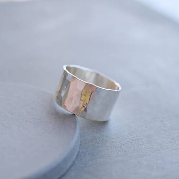 Σφυρήλατο δαχτυλίδι από ασήμι 925, φαρδύ μοντέρνο δαχτυλίδι - ασήμι 925, ασήμι 925, σφυρήλατο, minimal, βεράκια - 3