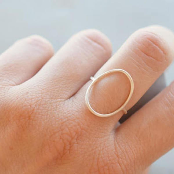 Οβαλ σχήμα δαχτυλίδι από ασήμι 925, χειροποίητο - ασήμι 925, γεωμετρικά σχέδια, minimal, μεγάλα - 2