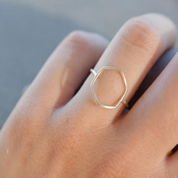 Πολύγωνο δαχτυλίδι από ασήμι 925, γεωμετρικό ασημένιο δαχτυλίδι, χειροποίητο δαχτυλίδι - ασήμι 925, γεωμετρικά σχέδια - 4