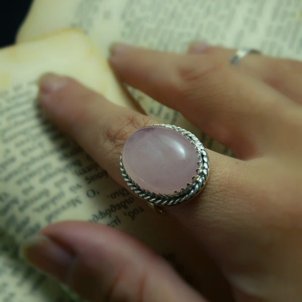"Rose Quartz ring" - Χειροποίητο δαχτυλίδι επάργυρο με ημιπολύτιμο λίθο Ρόζ Χαλαζία! - ημιπολύτιμες πέτρες, ημιπολύτιμες πέτρες, handmade, βραδυνά, fashion, vintage, design, ιδιαίτερο, μοναδικό, μοντέρνο, γυναικεία, sexy, επάργυρα, donkey, χειροποίητα, κλασσικά, γυναίκα, unique, boho, ethnic, γοργόνα - 4