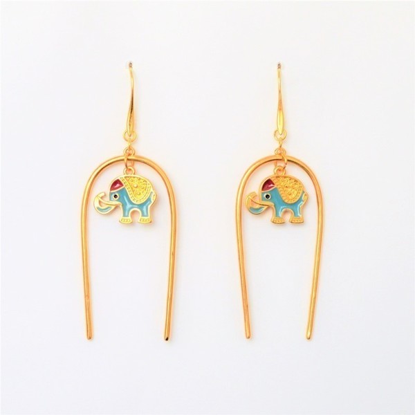 Σκουλαρίκια ethnic Gold / elephant S3293 - σμάλτος, σκουλαρίκια, χειροποίητα σκουλαρίκια με πέρλε, ελεφαντάκι