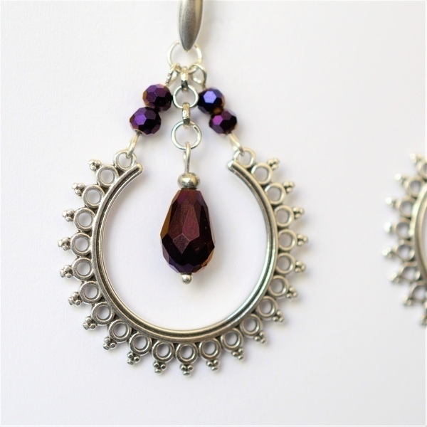 Σκουλαρίκια ethnic purple ιριδίζον S3300 - αστέρι, δάκρυ, σκουλαρίκια, πέτρες, χάντρες - 2