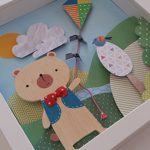 "My little bear" - παιδικό τρισδιάστατο κάδρο - εκτύπωση, διακοσμητικό, ξύλο, ζωγραφισμένα στο χέρι, πίνακες & κάδρα, κορίτσι, αγόρι, δώρα για βάπτιση, παιδικό δωμάτιο, δώρα για παιδιά, δώρα γενεθλίων, παιδικά κάδρα - 2