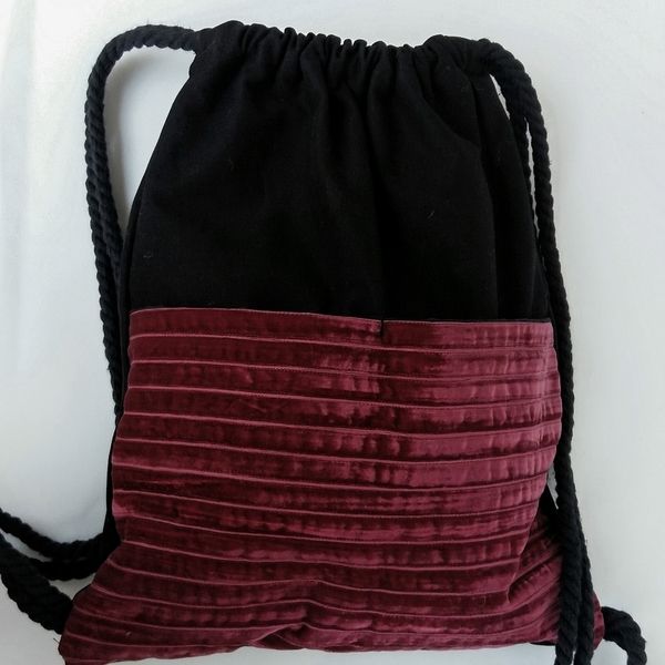 Velvet Backpack - πουγκί, σακίδια πλάτης, βελούδο, χειροποίητα - 3